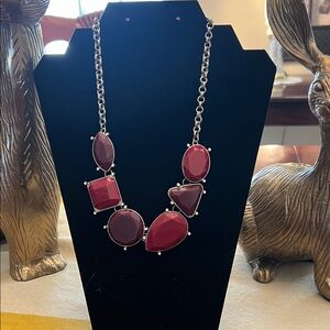 Statement Maroon Gemstone Pendant Necklace - Women Jewelry